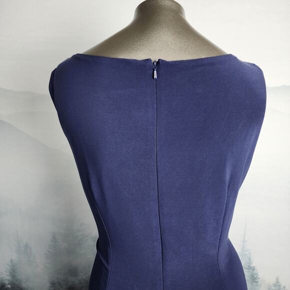 Anne Klein Sleeveless Lace Blue and White Sheath Dress | Women's 14 - Picture 9 of 15